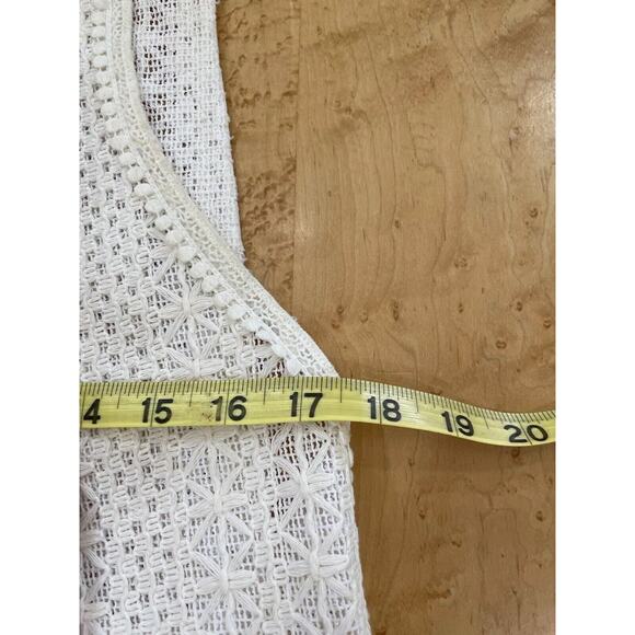 Elie Tahari Cream White Crochet look Darlene Vest M, Sleeveless Duster Open Knit - Picture 14 of 15